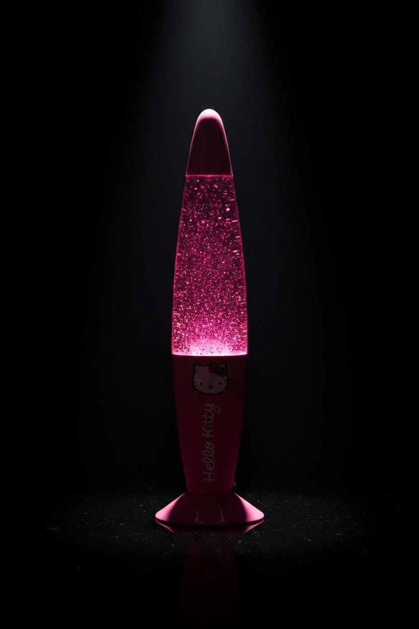 Sanrio Hello Kitty Pink Glitter Glow Lamp (2012) – New in Original Packaging