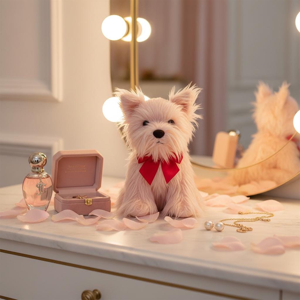 Juicy Couture Pink Yorkshire Terrier Plush with Bow – New in Packaging
