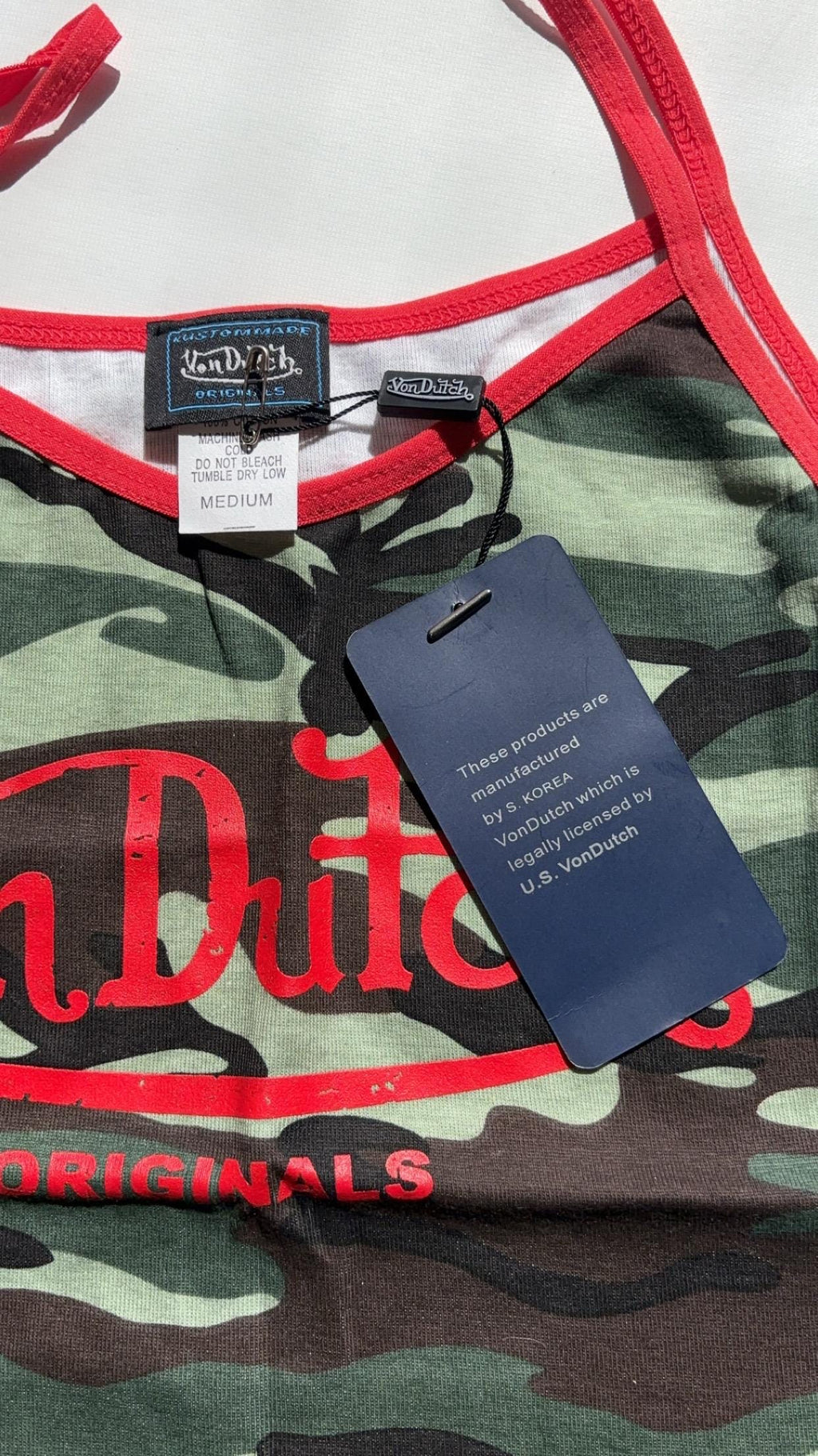 Von Dutch Camouflage Cami Top (2003) – Medium, New With Tags