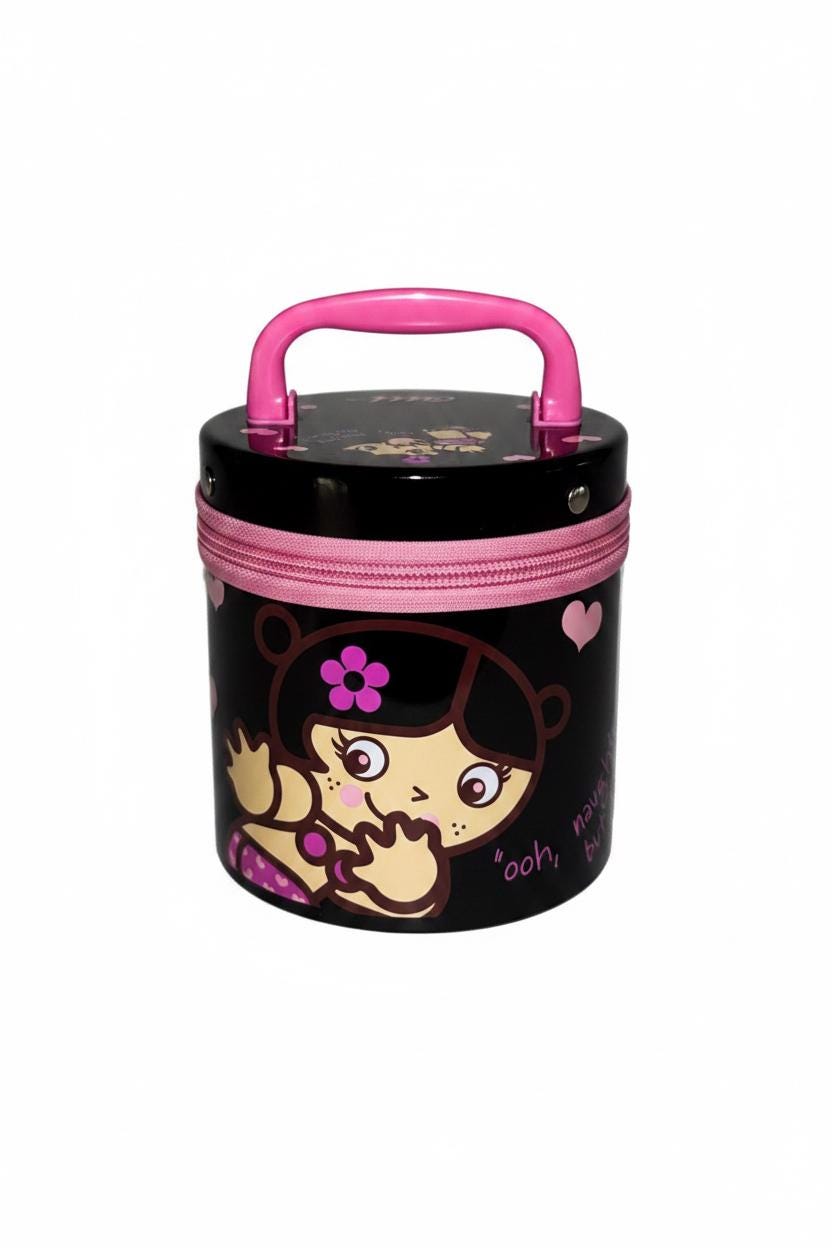 Santoro Tutti Cuti Black & Pink Zip-Around Tin Bag (2004)