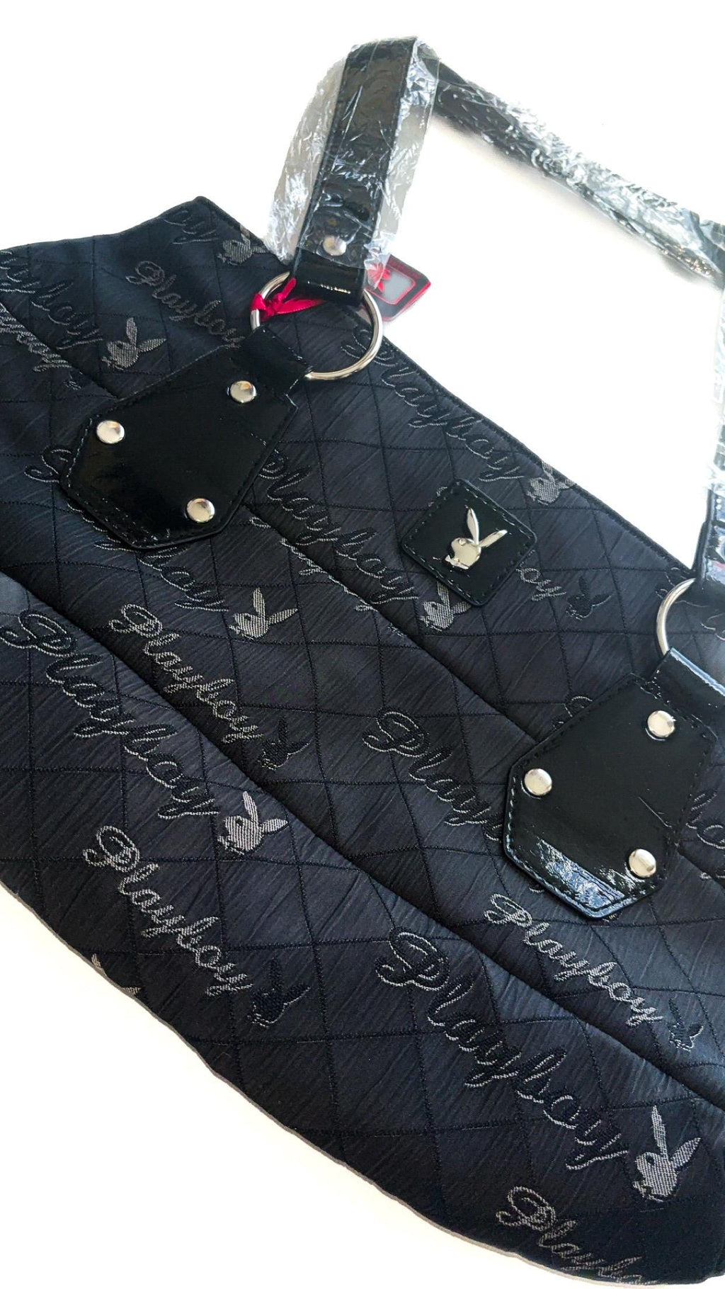Sac à main Playboy noir et argenté à monogramme tête de lapin (2010) – Neuf avec étiquettes