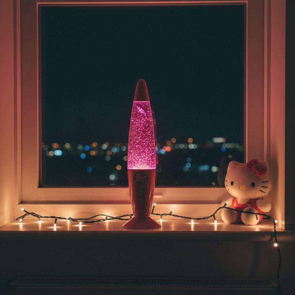 Sanrio Hello Kitty Pink Glitter Glow Lamp (2012) – New in Original Packaging