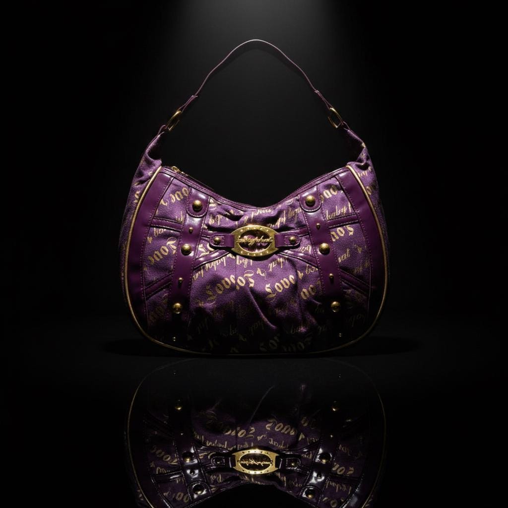Baby Phat Purple & Gold Monogram Hobo Shoulder Bag – With Tags